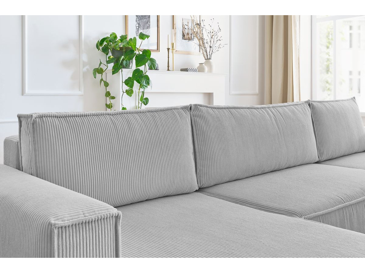 NIHAD corduroy panoramische slaapbank met opbergvak en poef