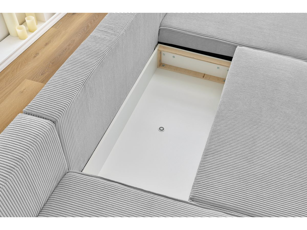 NIHAD corduroy panoramische slaapbank met opbergvak en poef