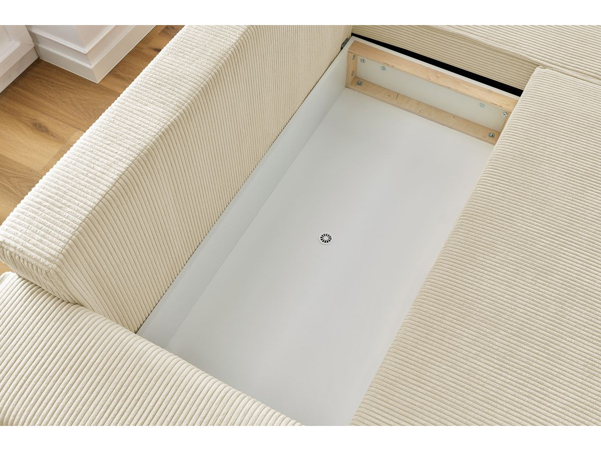 Canapé d'angle réversible convertible coffre NIHAD velours côtelé avec pouf