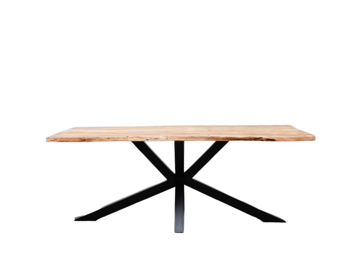 TWIST eettafel Massief acaciahout en zwarte metalen poten