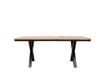 Table à manger ORSAY Bois de manguier massif et pieds en métal anthracite