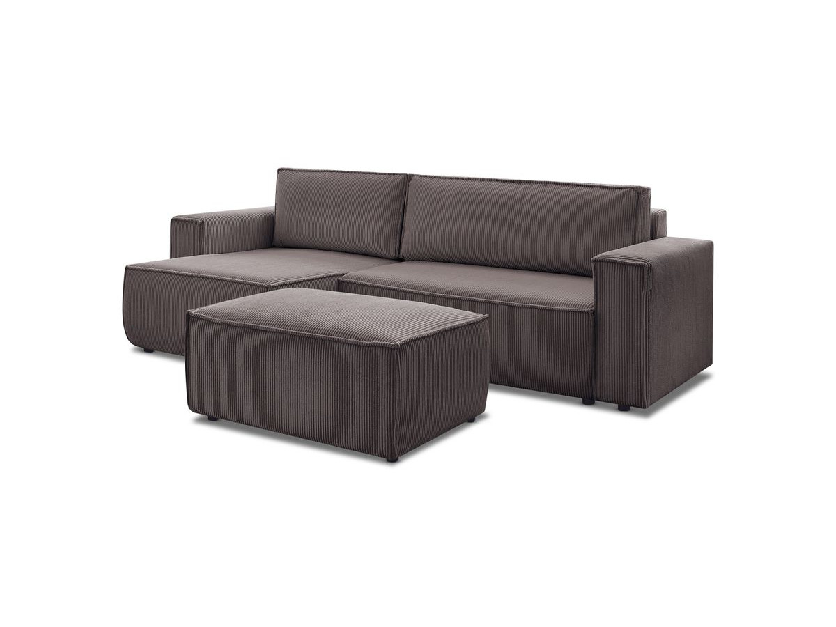 nihad omkeerbare hoekslaapbank met opbergruimte in corduroy met poef gekleurd wrat