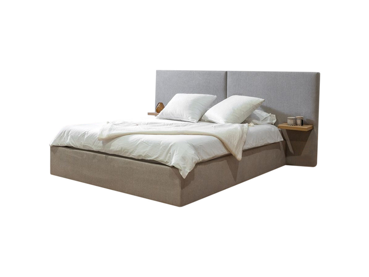 BLANDINE opbergbed in structuurstof met nachtkastjes