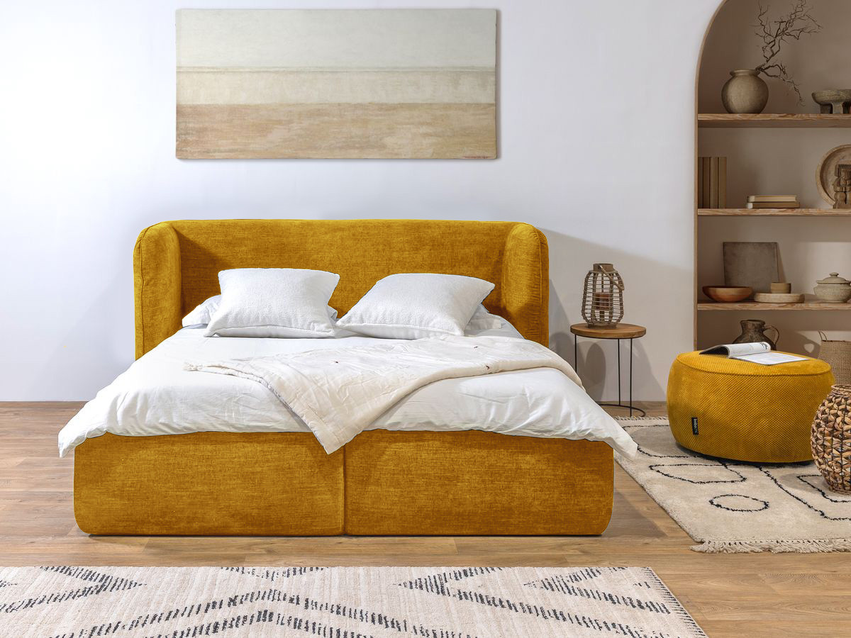 LOUISE opbergbed met gestoffeerd hoofdeinde