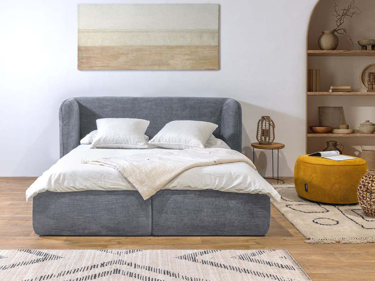 LOUISE opbergbed met gestoffeerd hoofdeinde
