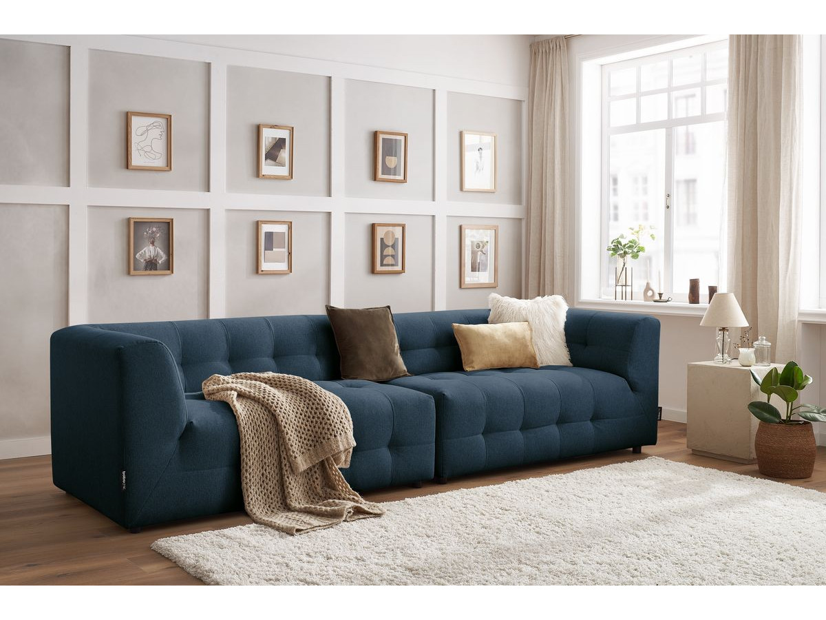 Canapé droit modulable 4 places KLEBER bleu foncé