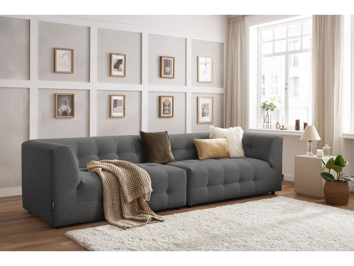 Canapé droit modulable 4 places KLEBER gris foncé