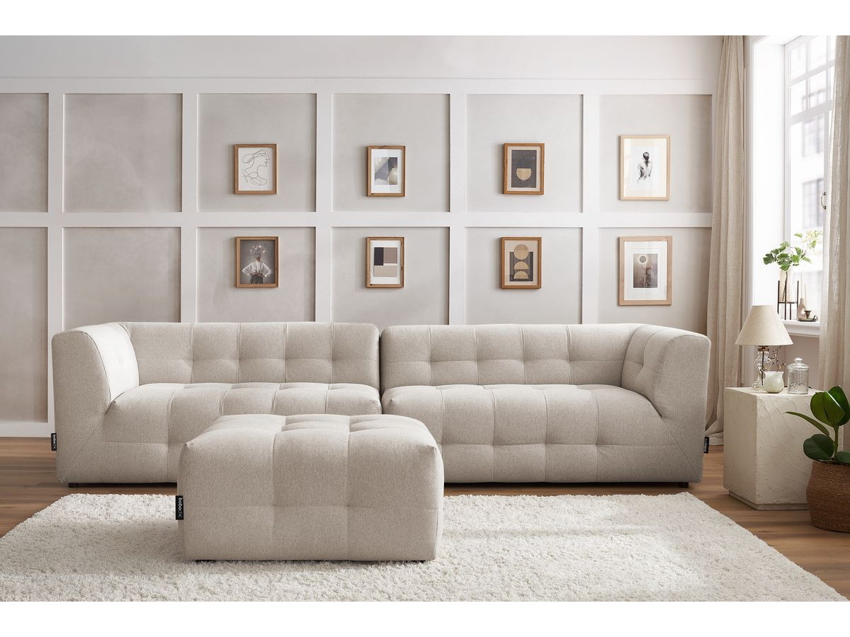 Canapé droit modulable 4 places KLEBER avec pouf beige — vue 4