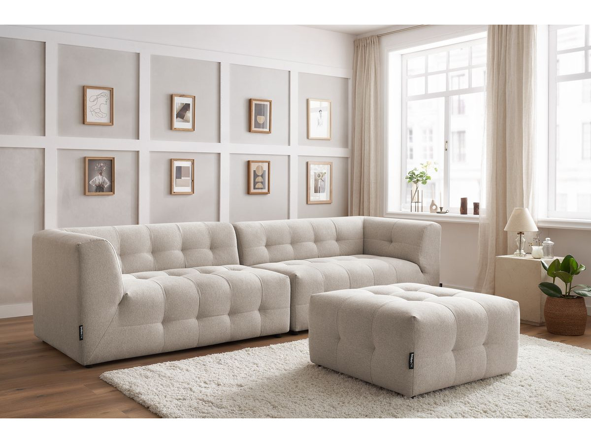 Canapé droit modulable 4 places KLEBER avec pouf beige — vue 5