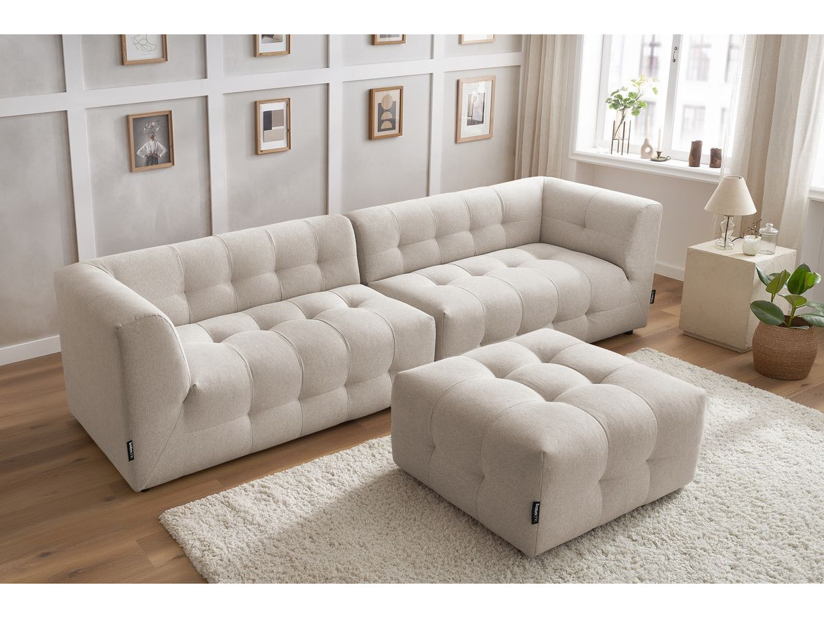 Canapé droit modulable 4 places KLEBER avec pouf beige — vue 6