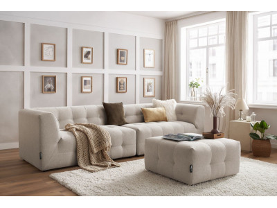 Canapé droit fixe modulable 4 places KLEBER avec pouf