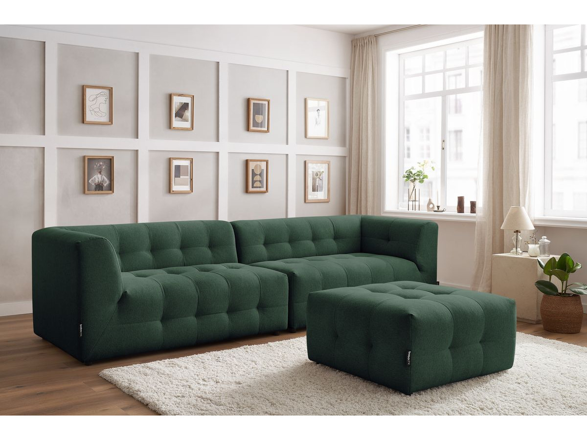 Canapé droit modulable 4 places KLEBER avec pouf vert — vue 5
