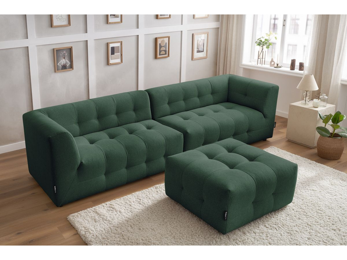 Canapé droit modulable 4 places KLEBER avec pouf vert — vue 6