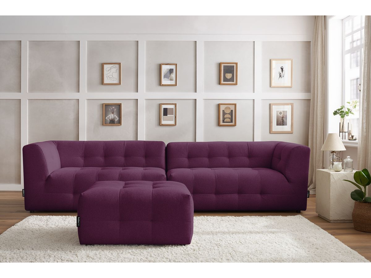 Canapé droit modulable 4 places KLEBER avec pouf violet — vue 4