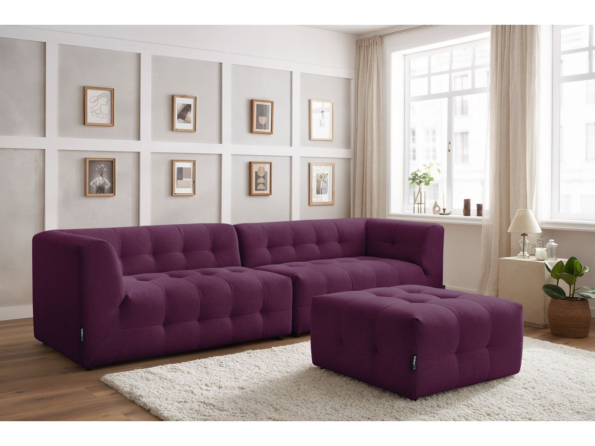 Canapé droit modulable 4 places KLEBER avec pouf violet — vue 5
