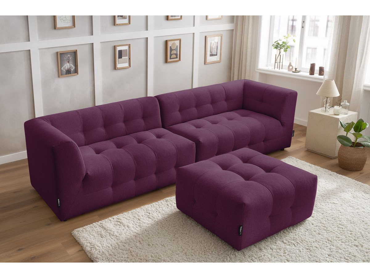 Canapé droit modulable 4 places KLEBER avec pouf violet — vue 6