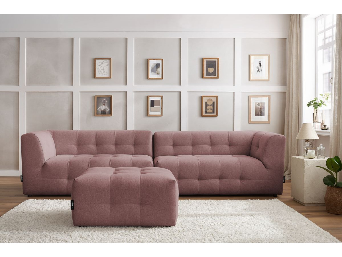 Canapé droit modulable 4 places KLEBER avec pouf rose — vue 4