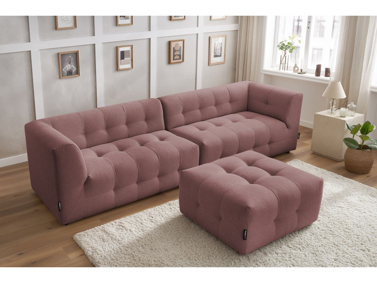 Canapé droit modulable 4 places KLEBER avec pouf rose — vue 6