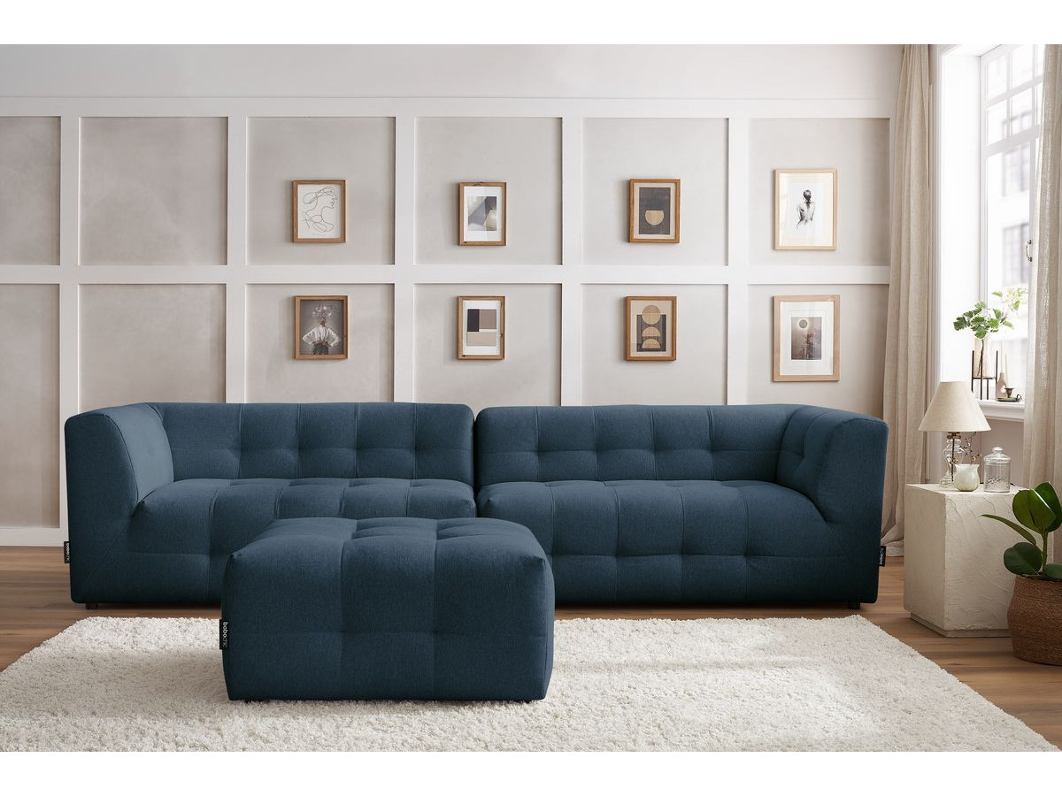 Canapé droit modulable 4 places KLEBER avec pouf bleu foncé — vue 4