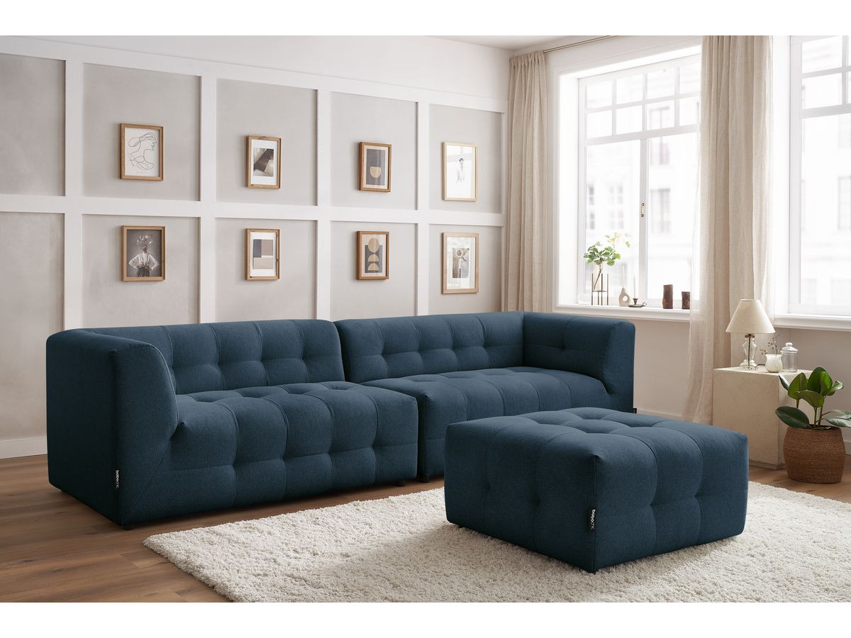 Canapé droit modulable 4 places KLEBER avec pouf bleu foncé — vue 5