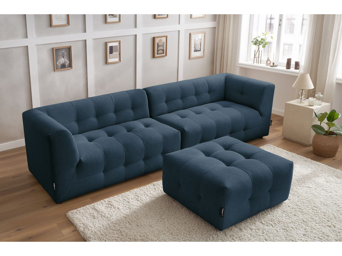 Canapé droit modulable 4 places KLEBER avec pouf bleu foncé — vue 6