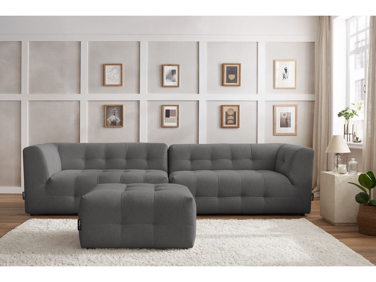 Canapé droit modulable 4 places KLEBER avec pouf gris foncé — vue 4