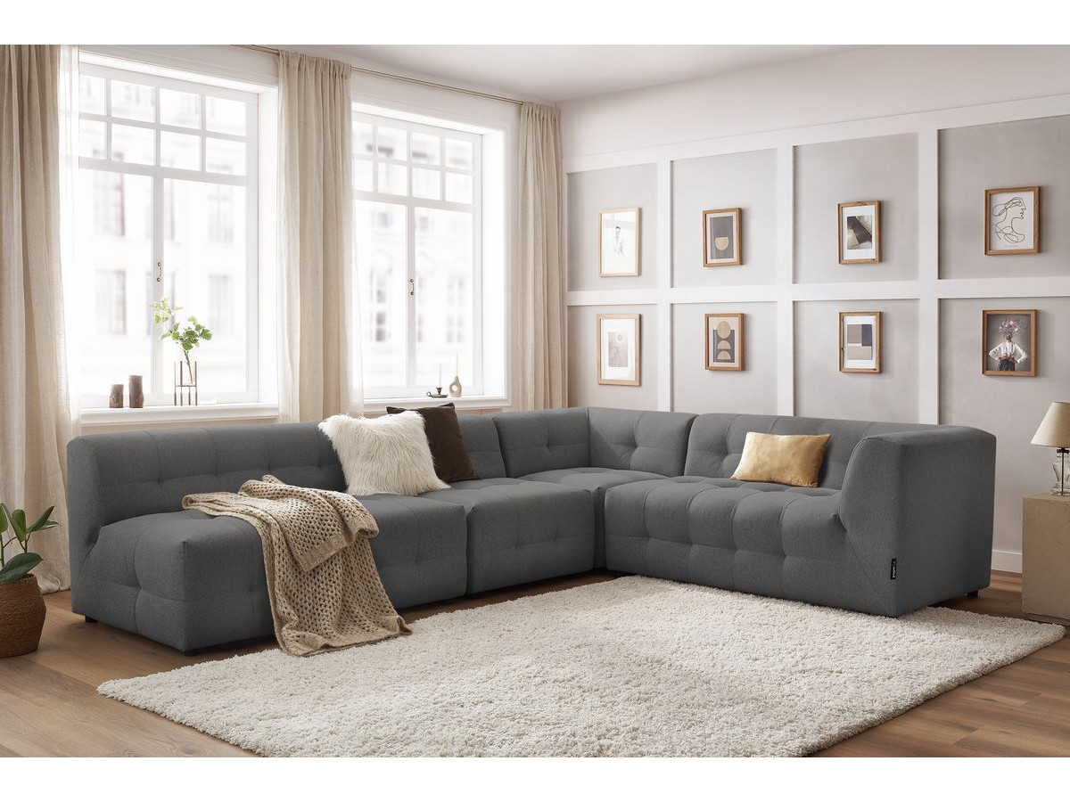 Canapé d'angle modulable KLEBER gris foncé