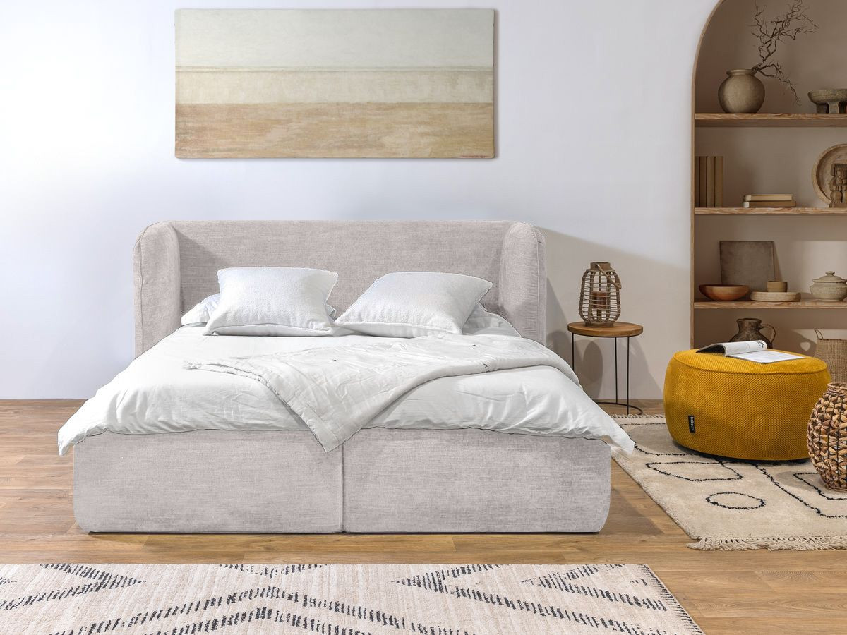 LOUISE opbergbed met gestoffeerd hoofdeinde