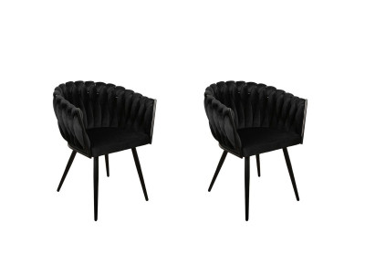 Lot de 2 fauteuils de table CHARLOTTE Tissu velours