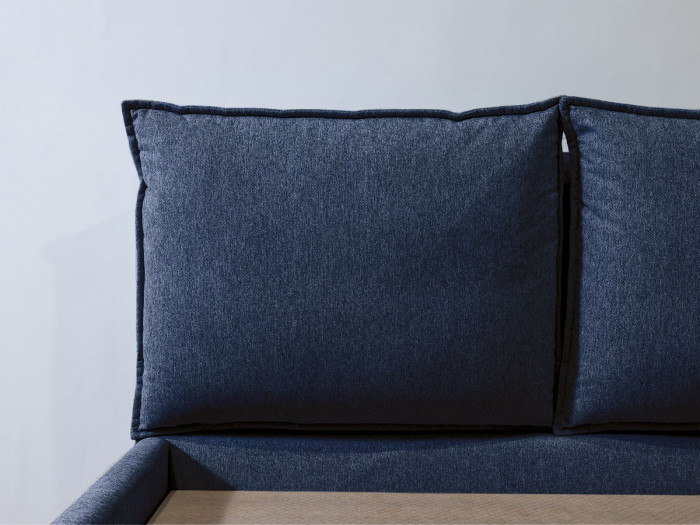 Lit coffre GARANCE avec tête de lit effet oreiller