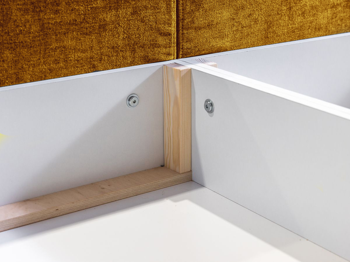 LOUISE opbergbed met gestoffeerd hoofdeinde