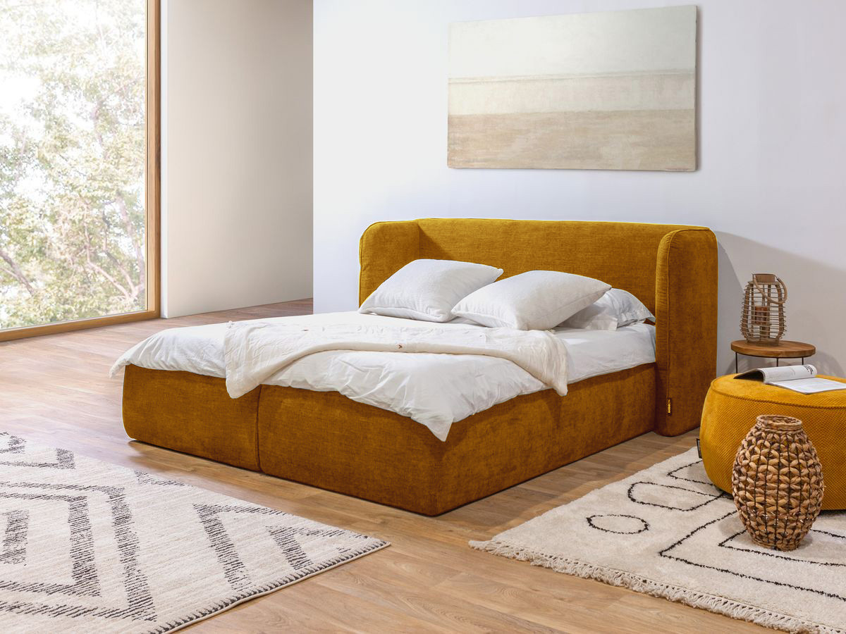 LOUISE opbergbed met gestoffeerd hoofdeinde