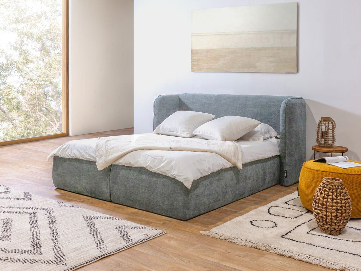 LOUISE opbergbed met gestoffeerd hoofdeinde