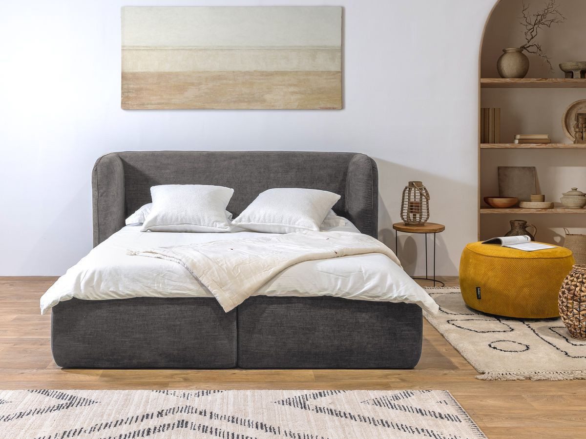LOUISE opbergbed met gestoffeerd hoofdeinde
