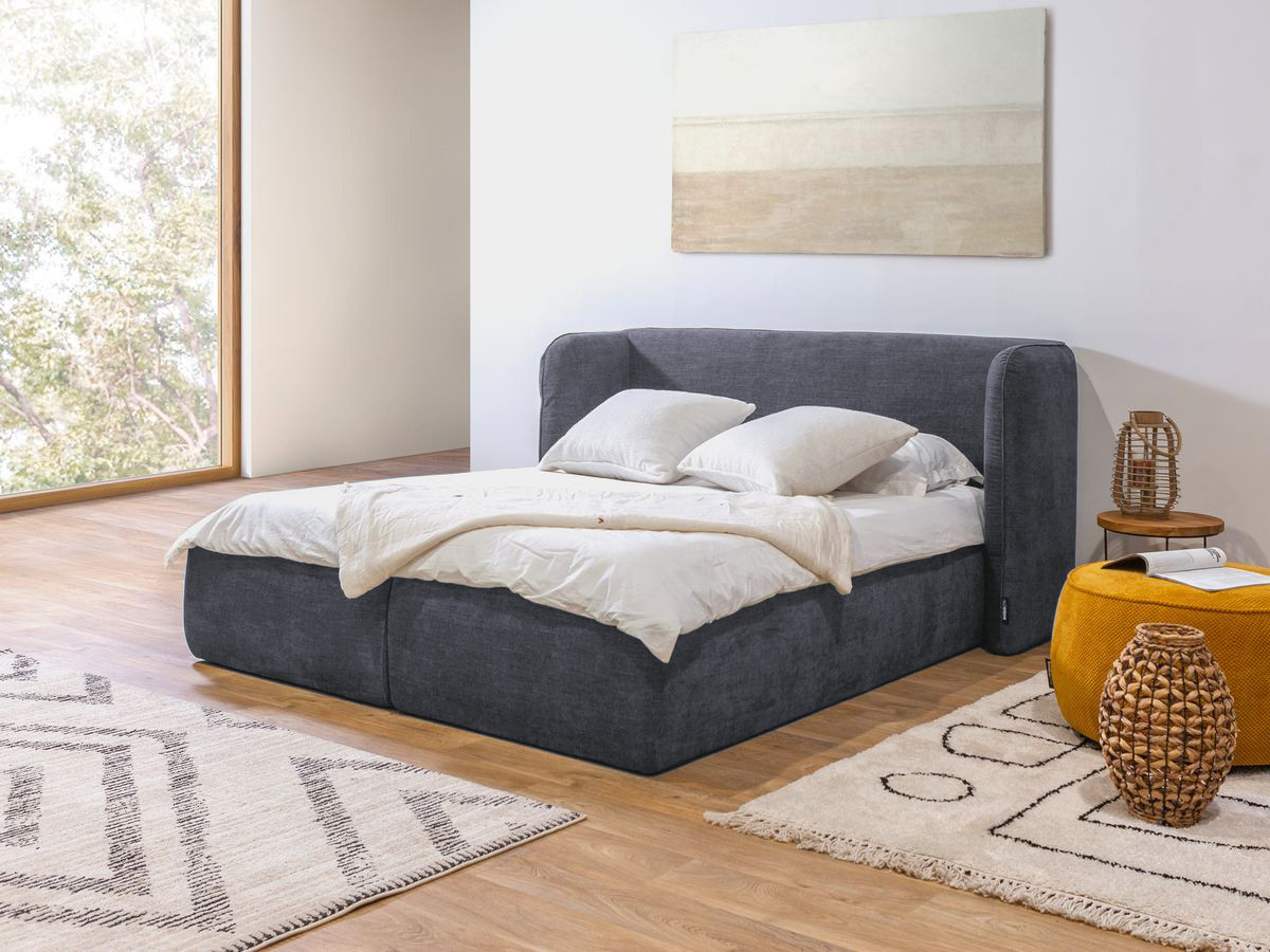 LOUISE opbergbed met gestoffeerd hoofdeinde