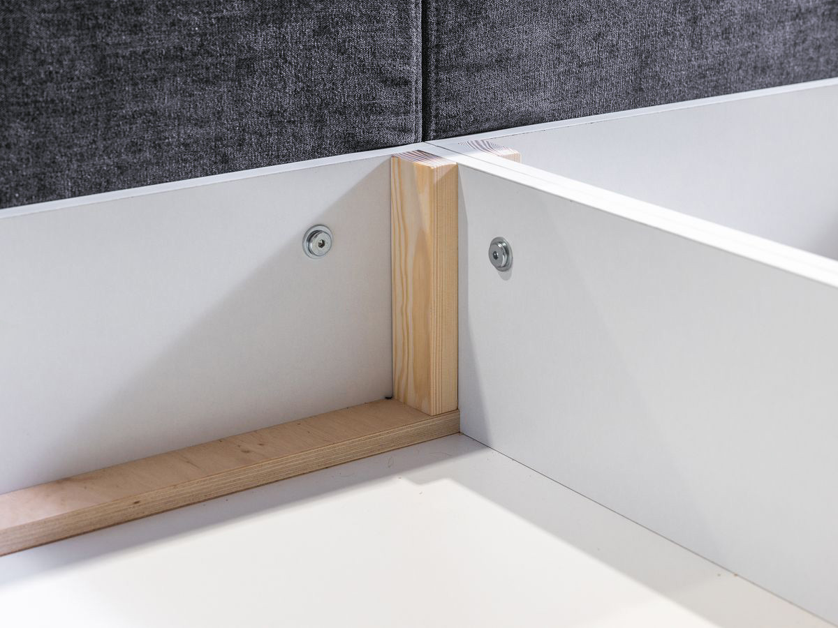 LOUISE opbergbed met gestoffeerd hoofdeinde