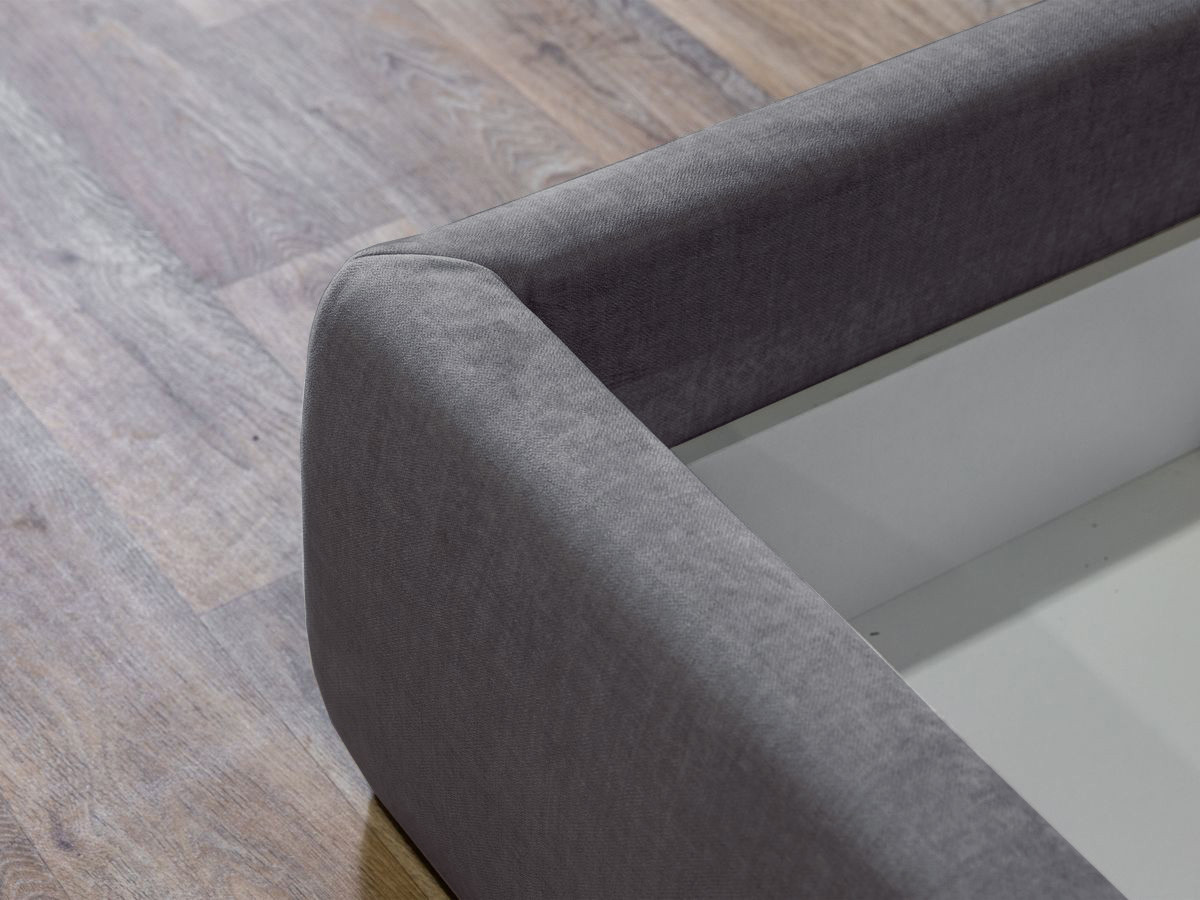 Lit coffre JADE avec tête de lit effet oreiller gris foncé — vue 5