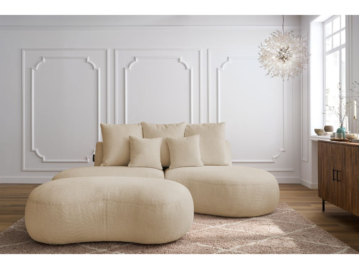 Canapé droit 3 places SAINT-GERMAIN bouclette avec pouf beige — vue 5