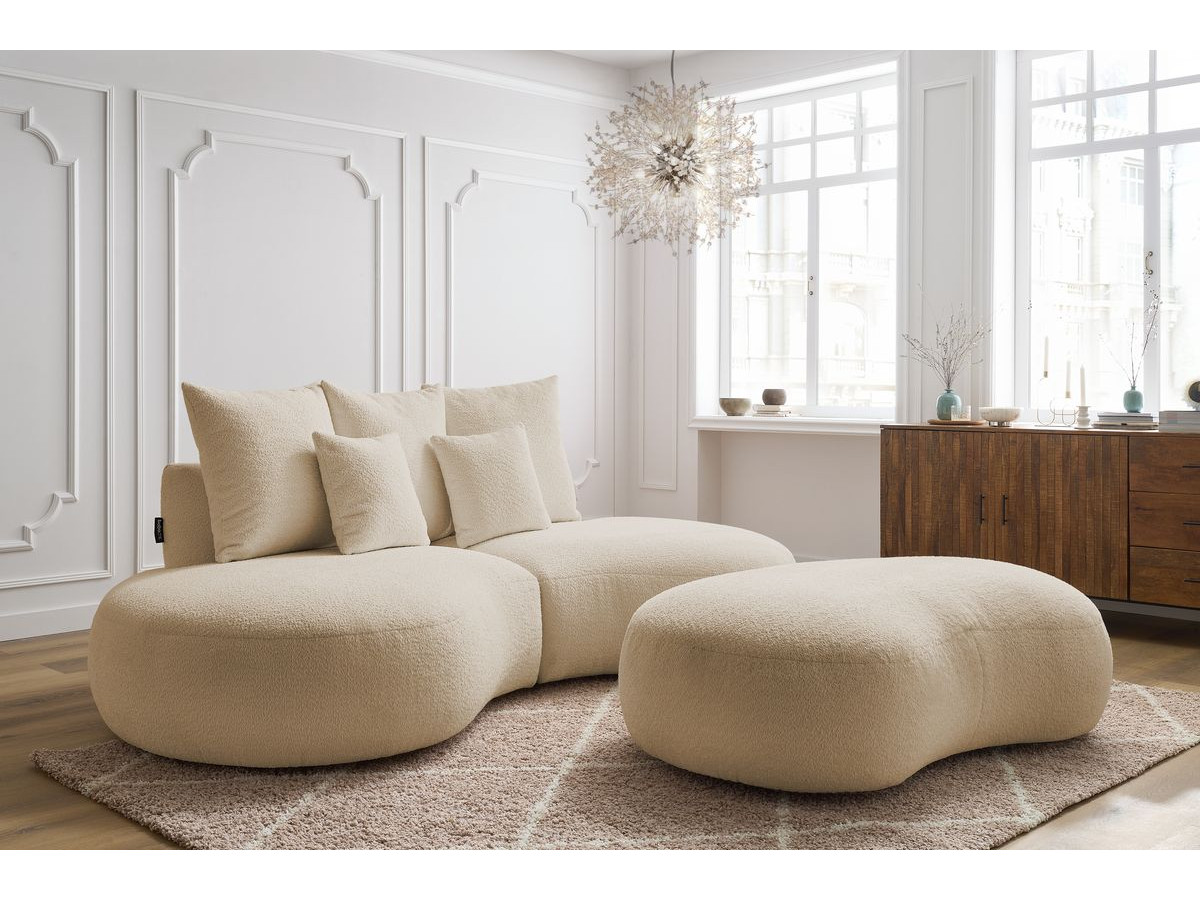 Canapé droit 3 places SAINT-GERMAIN bouclette avec pouf beige — vue 4