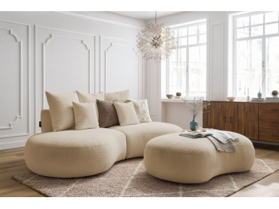 Canapé droit fixe 3 places SAINT-GERMAIN tissu bouclette avec pouf
