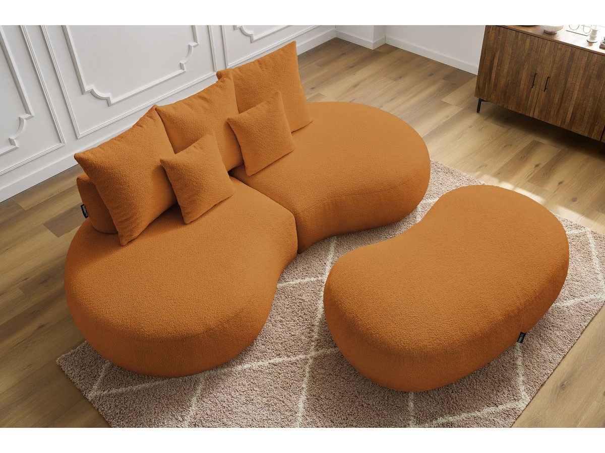 Canapé droit 3 places SAINT-GERMAIN bouclette avec pouf jaune — vue 6