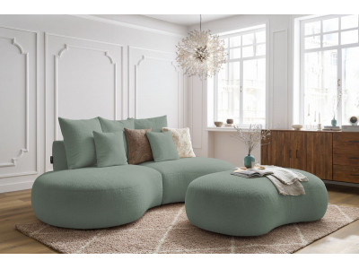 Canapé droit fixe 3 places SAINT-GERMAIN tissu bouclette avec pouf