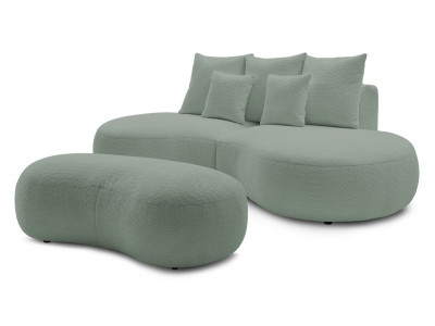 Canapé droit fixe 3 places SAINT-GERMAIN tissu bouclette avec pouf