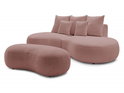 Canapé droit fixe 3 places SAINT-GERMAIN tissu bouclette avec pouf