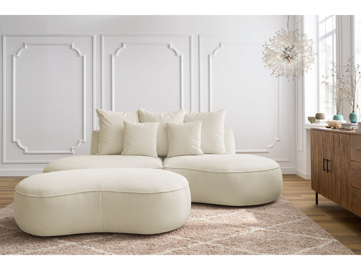 Canapé droit 3 places SAINT-GERMAIN texturé avec pouf beige — vue 5