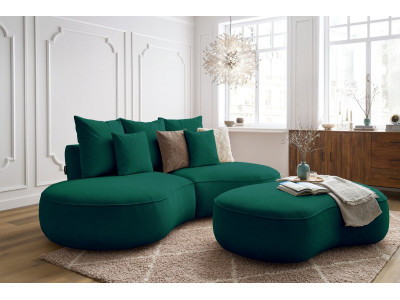 Canapé droit fixe 3 places SAINT-GERMAIN tissu texturé avec pouf