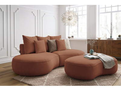 Canapé droit fixe 3 places SAINT-GERMAIN tissu texturé avec pouf
