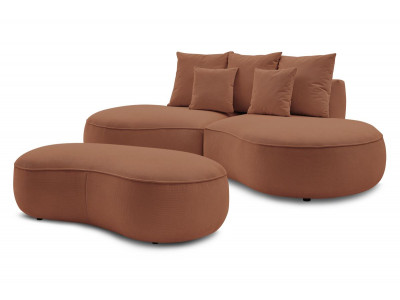 Canapé droit fixe 3 places SAINT-GERMAIN tissu texturé avec pouf