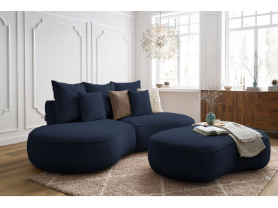 Canapé droit fixe 3 places SAINT-GERMAIN tissu texturé avec pouf
