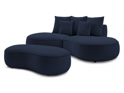 Canapé droit fixe 3 places SAINT-GERMAIN tissu texturé avec pouf